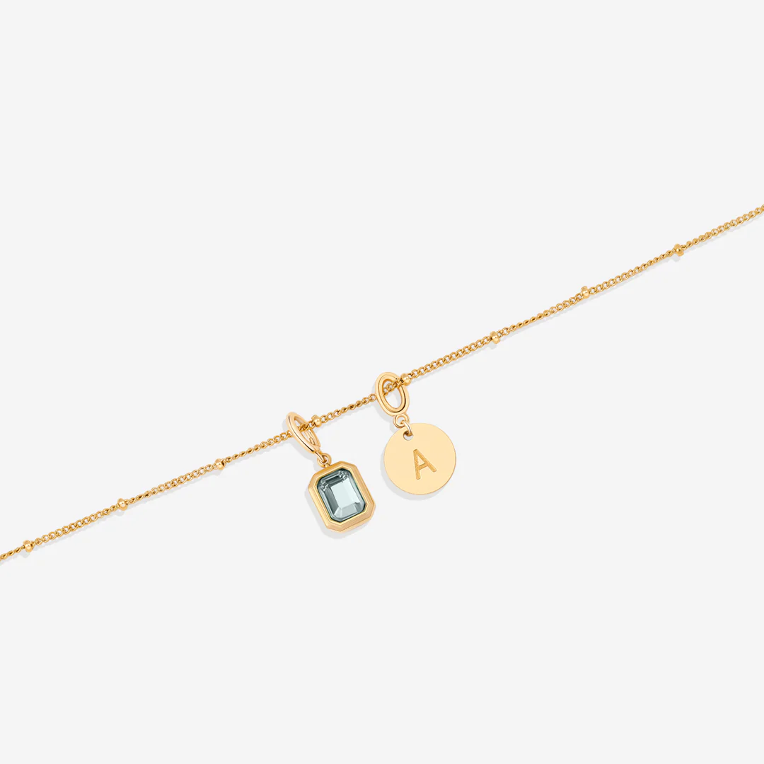 Baguette Birthstone & Initial Necklace