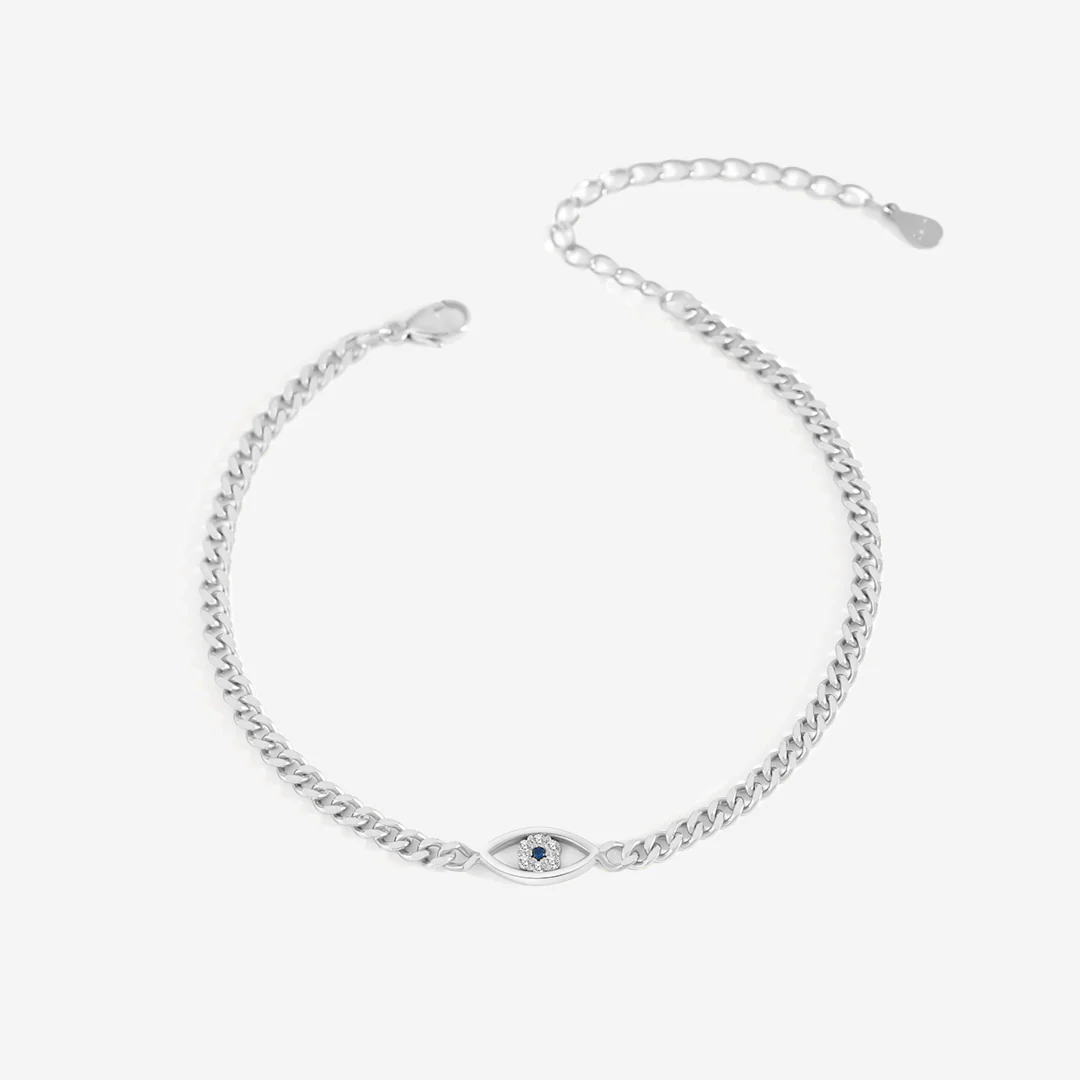 Dainty Cuban Link Chain Evil Eye Bracelet
