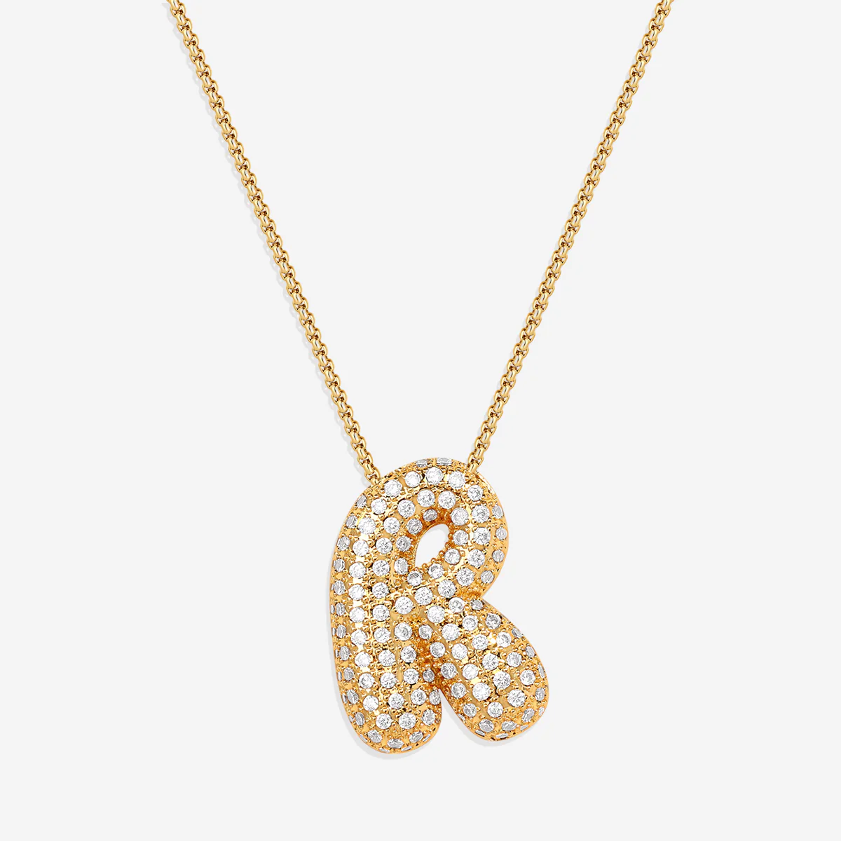 Pave Bubble Initial Necklace