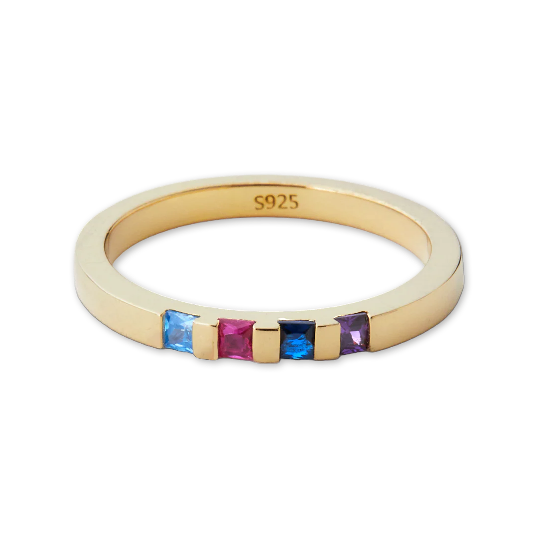 Princess-Cut Birthstone Band Ring