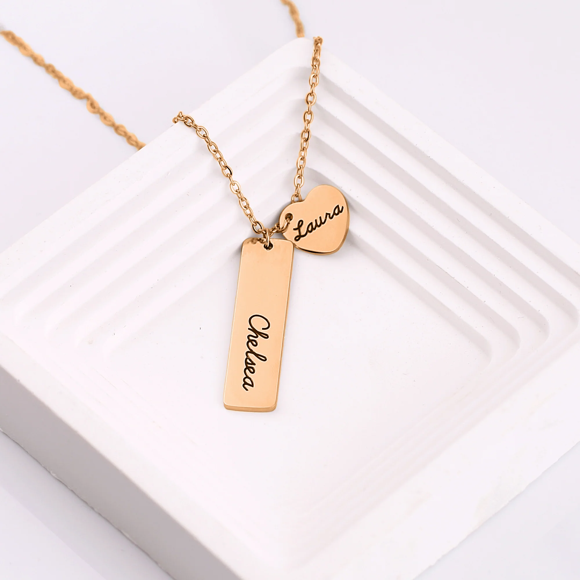 Engraved Heart Pendant Necklace • Best Friend Gift