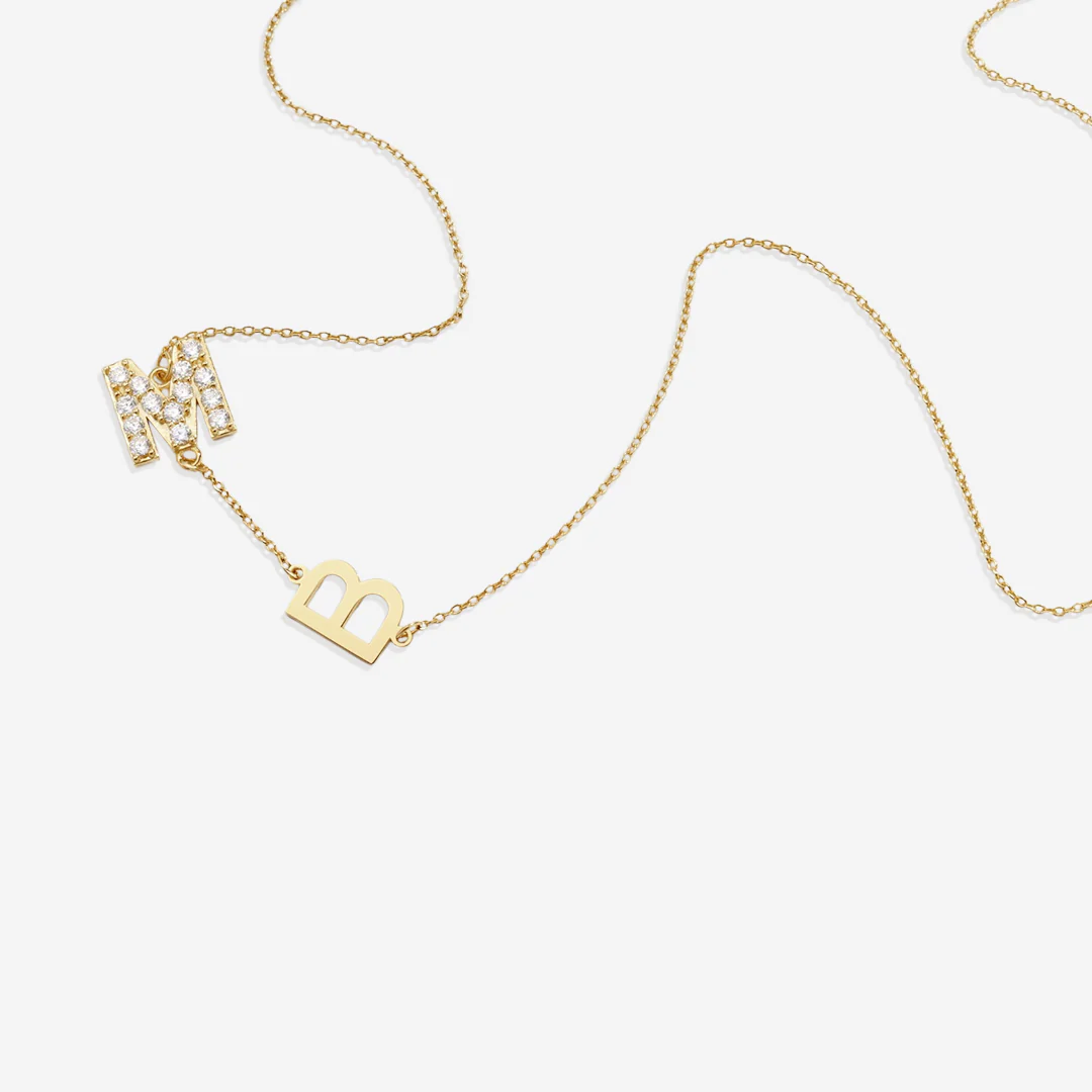 Custom Diamond & Gold 2 Initial Necklace