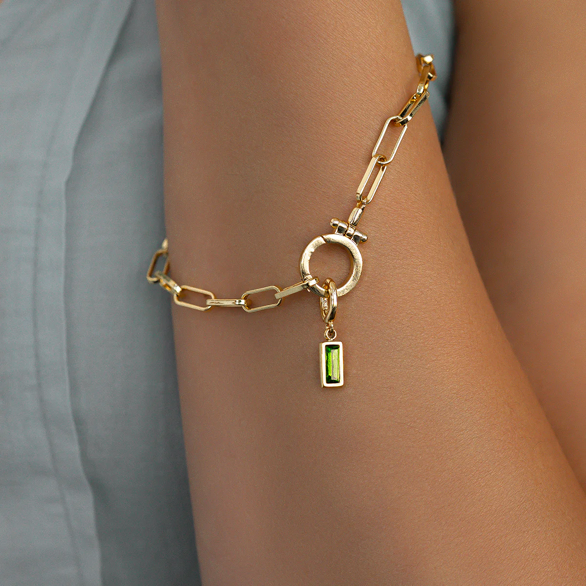 Dainty Baguette Birthstone Charm