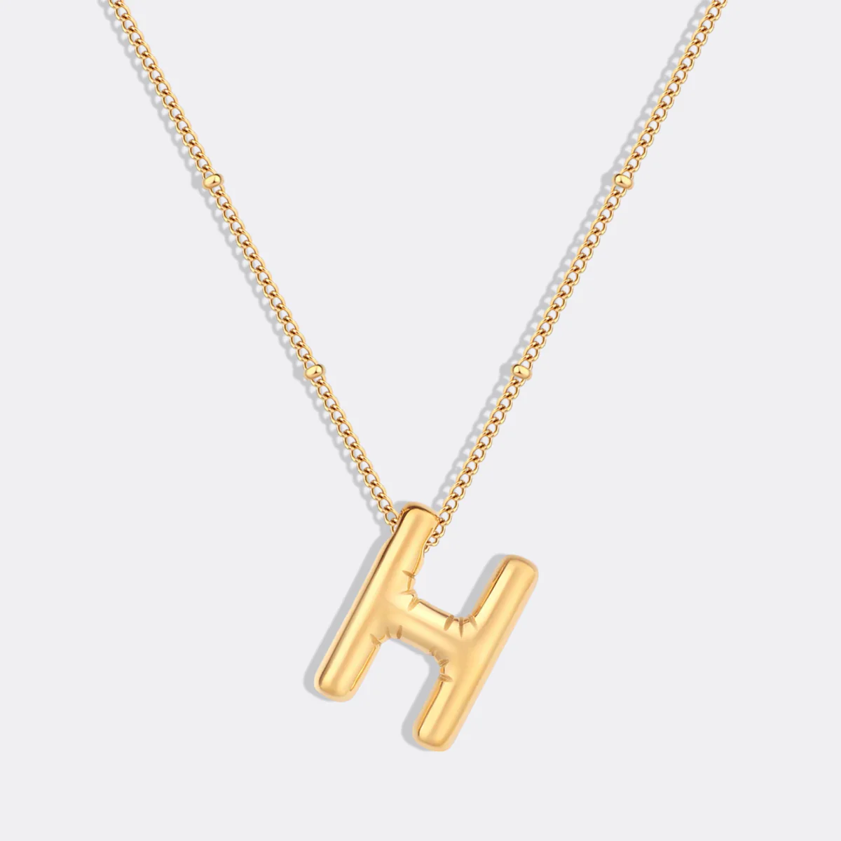 Balloon Initial Necklace with Satellite Chain