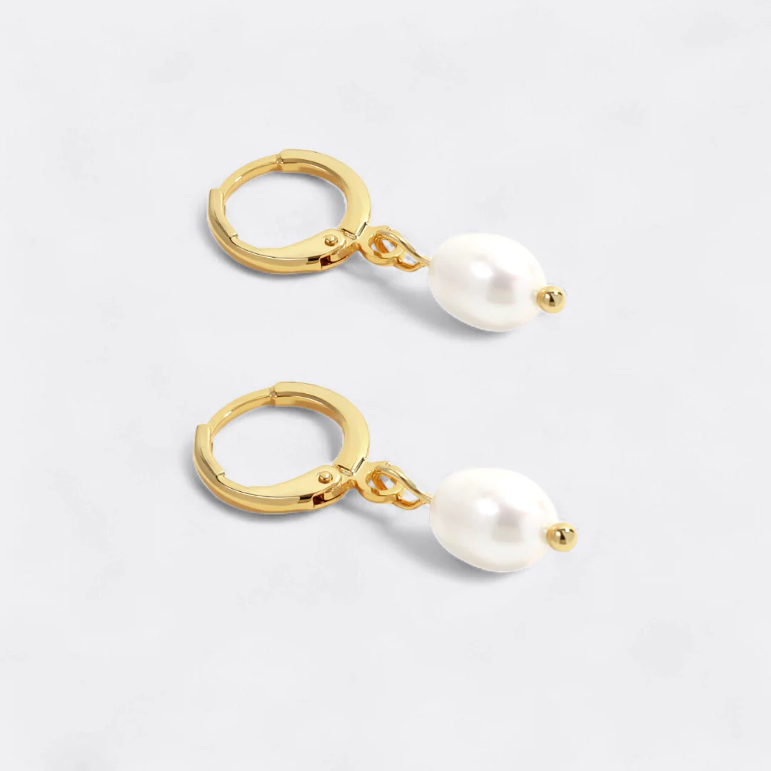 Freshwater Pearl Drop Huggie Earrings