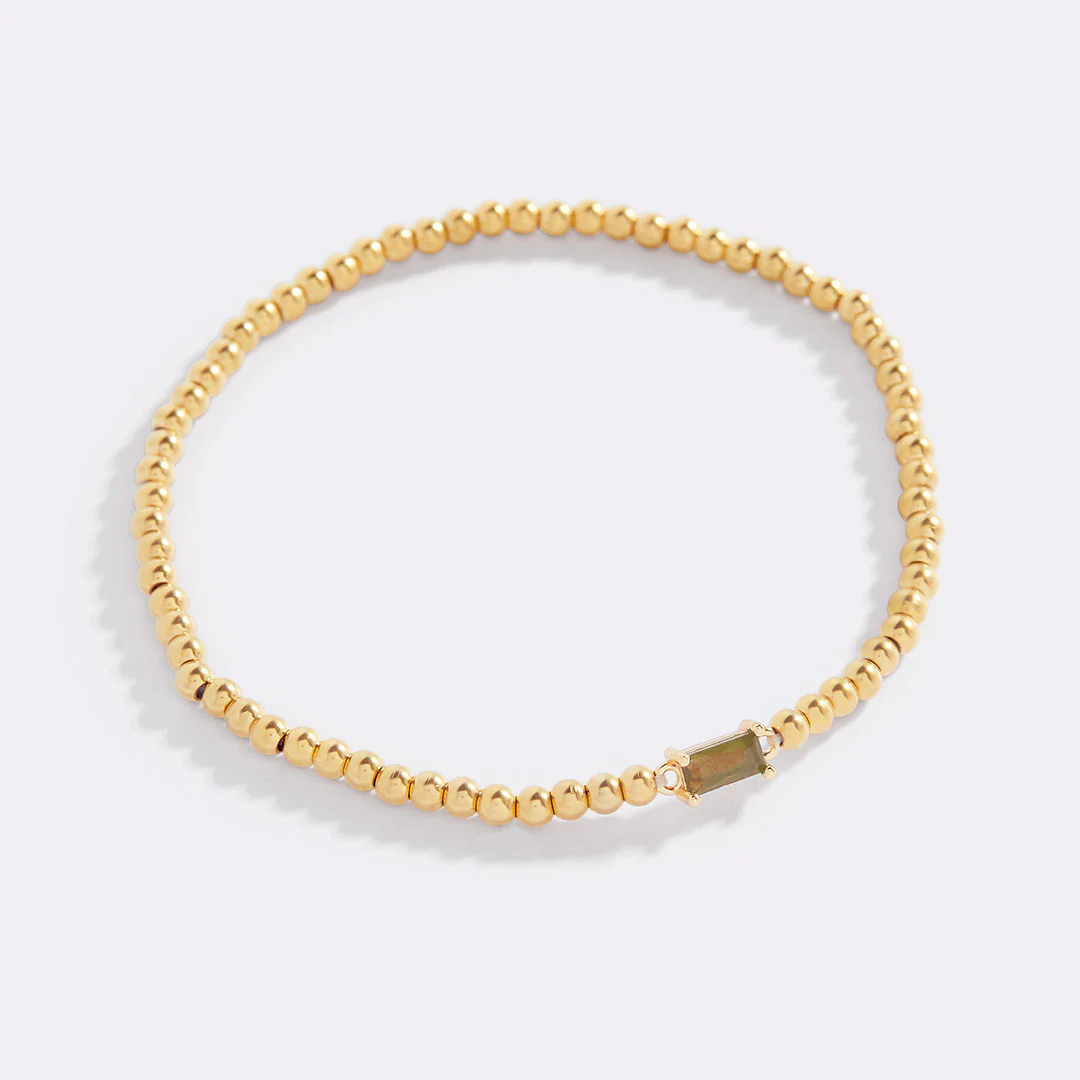 Gold Beaded Birthstone Bracelet