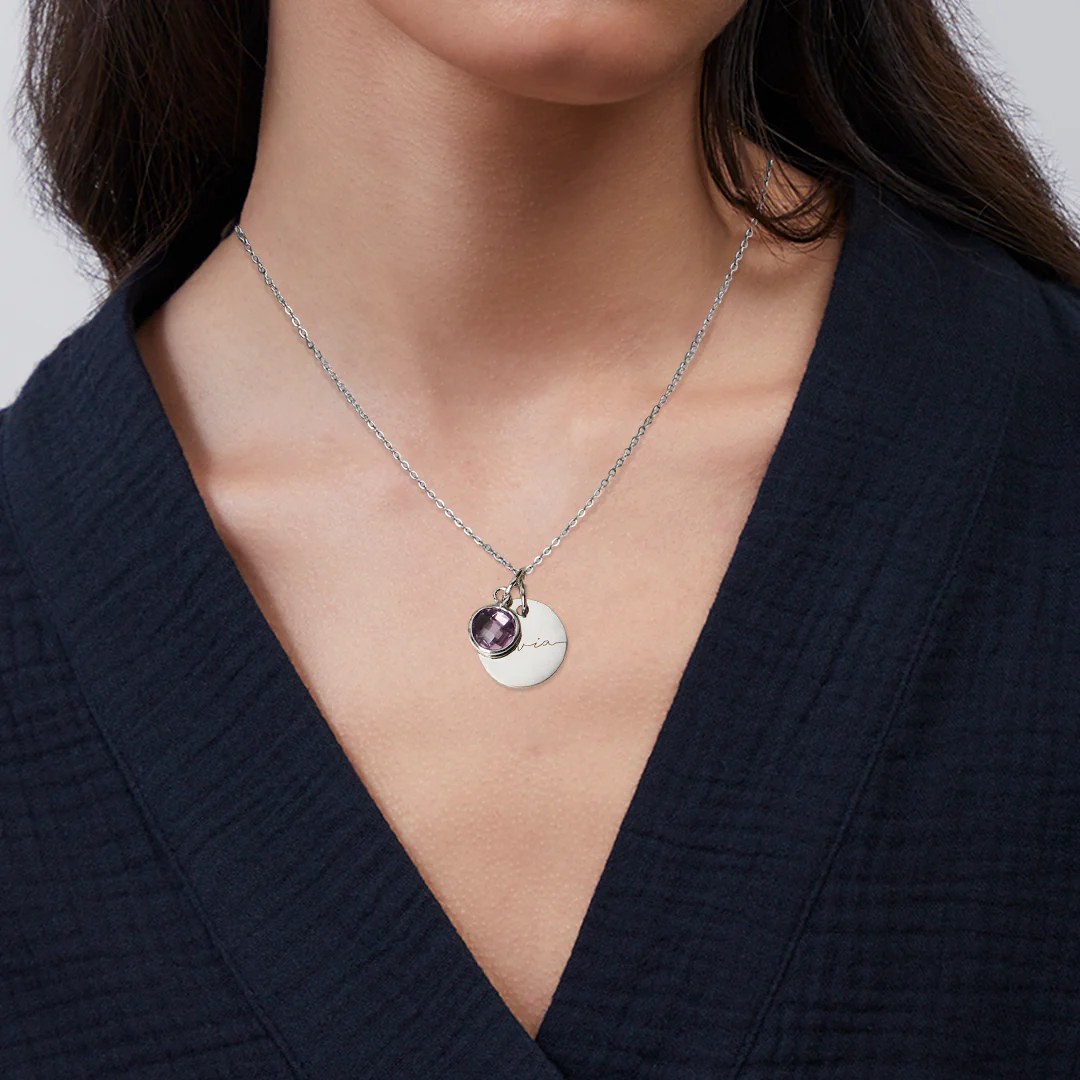 Monogram Script Birthstone Name Necklace