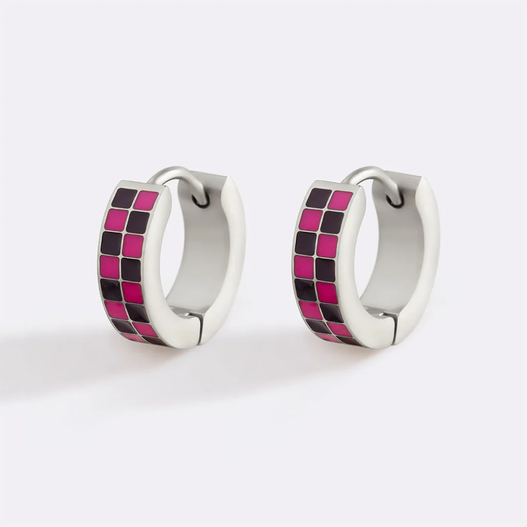 Checkered Hoop Earrings