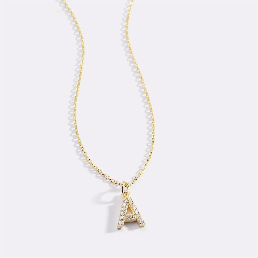 Pavé Uppercase Initial Necklace