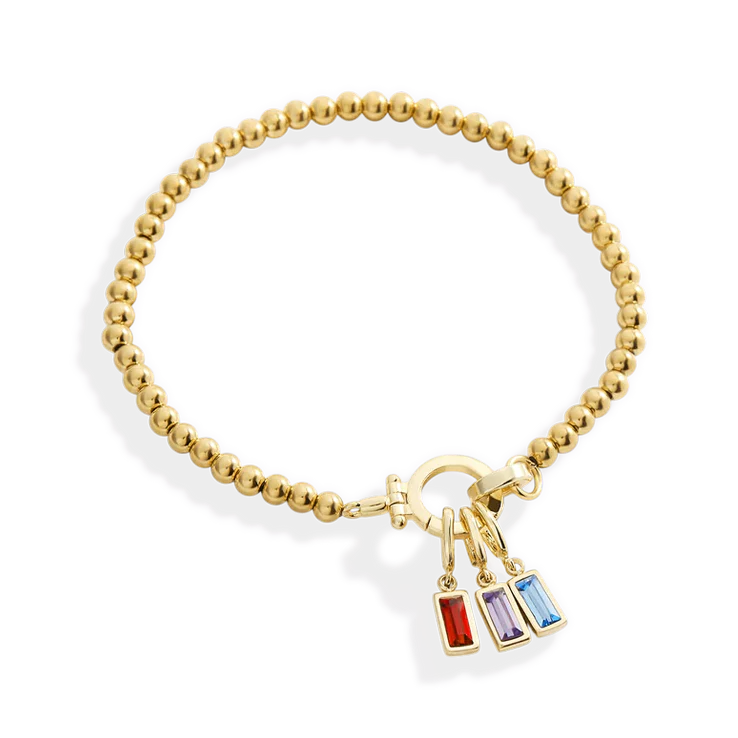 Mint Beaded Birthstone Charm Bracelet