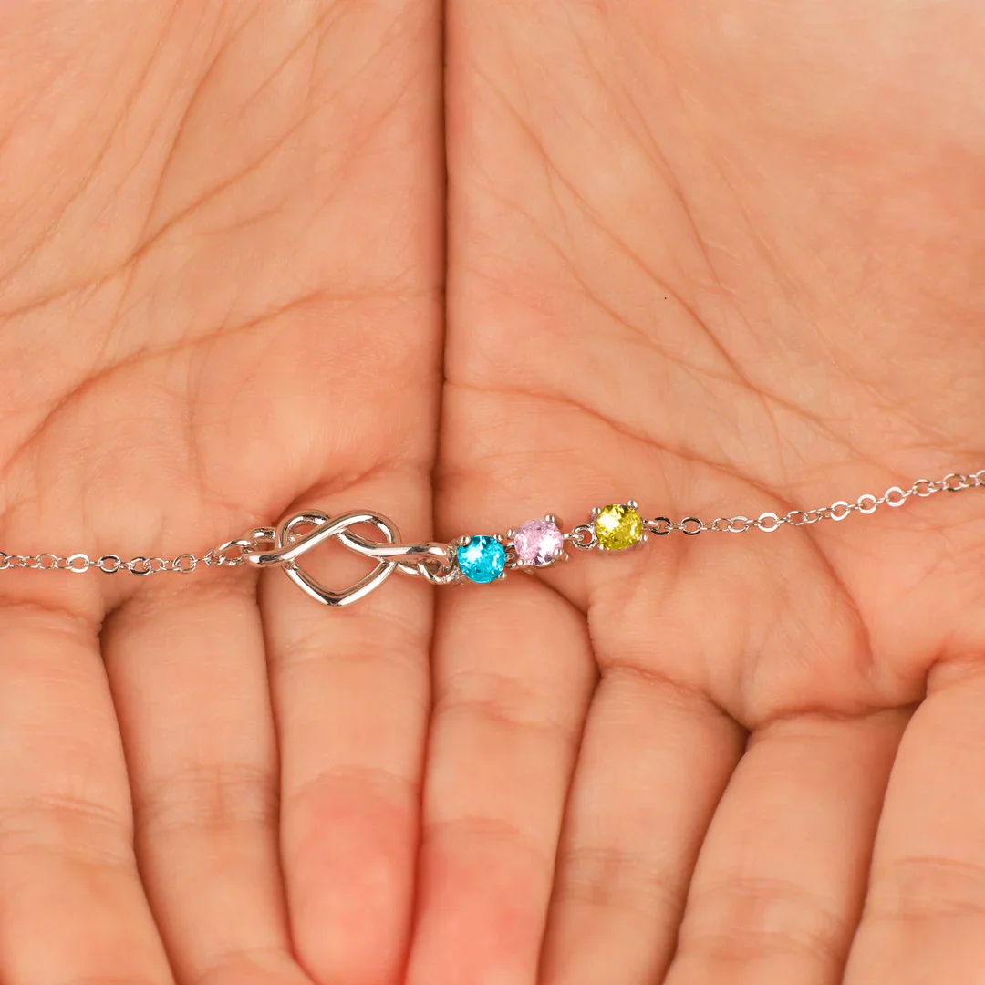 Personalized Birthstones Heart Knot Bracelet