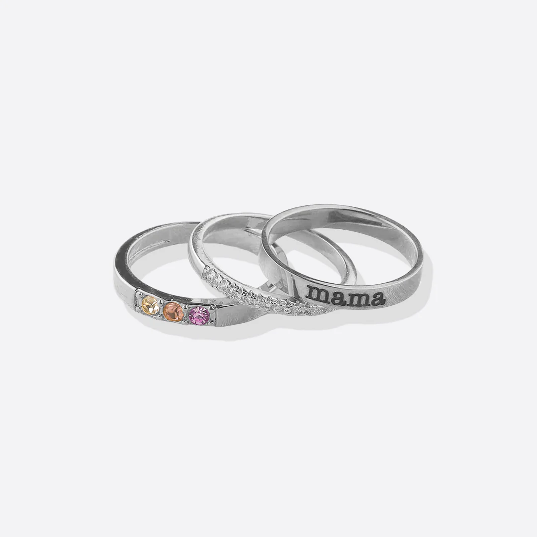Personalized Name Birthstones Stacking Rings