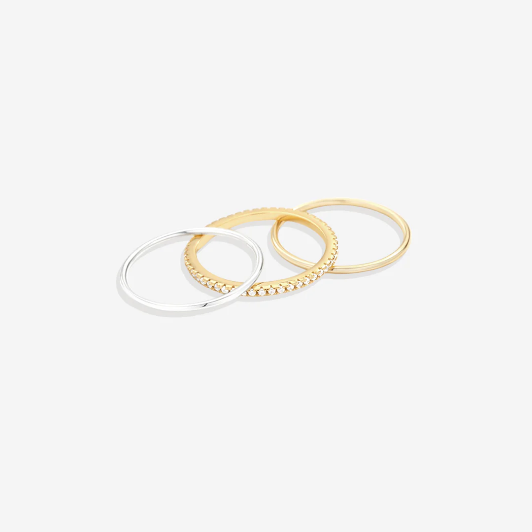Gold and Silver Stacking Ring Set