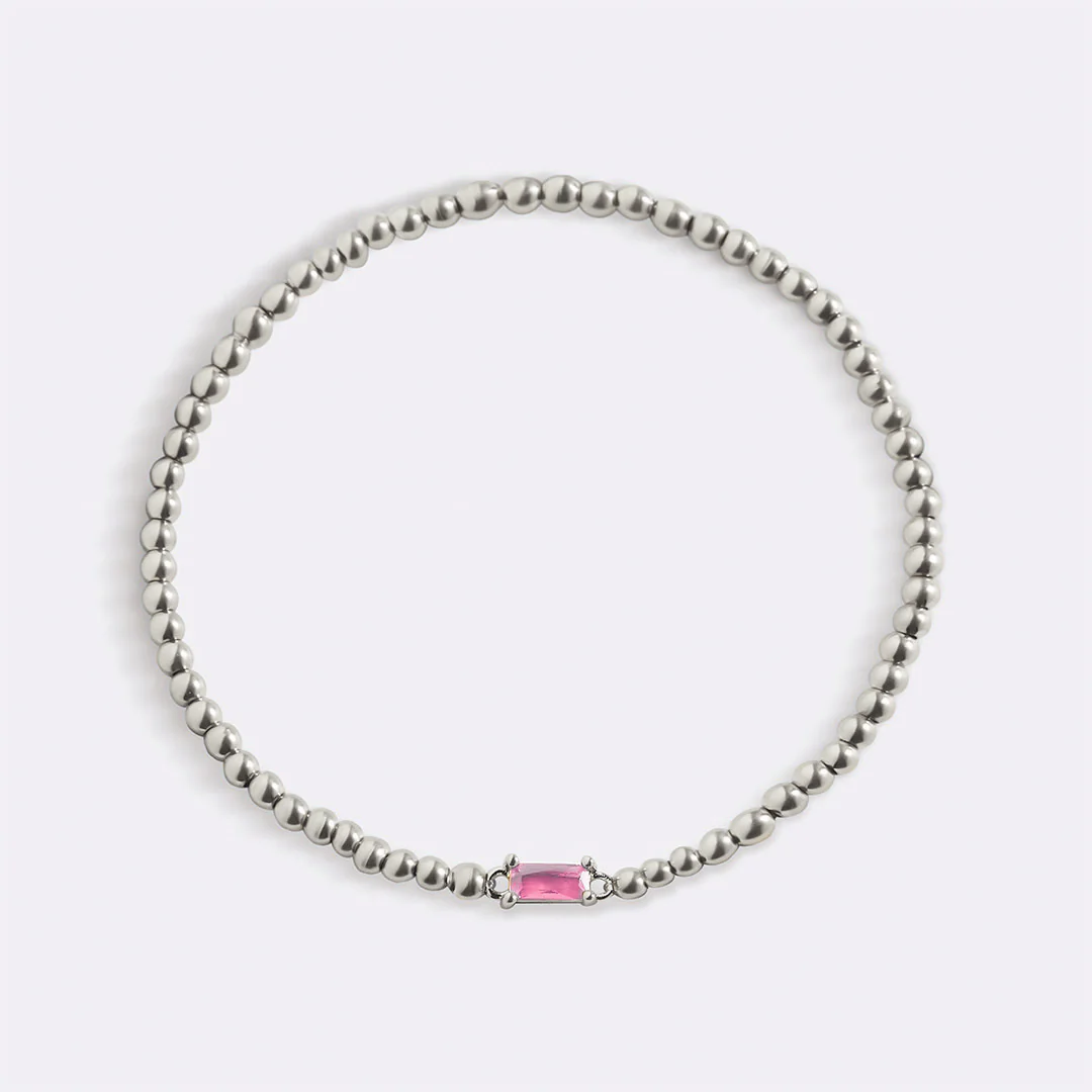 Sterling Silver Beaded Birthstone Bracelet