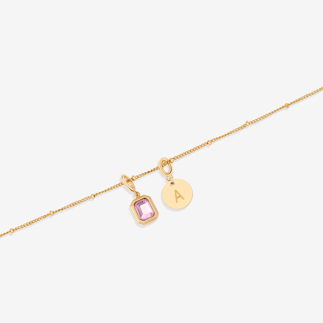 Baguette Birthstone & Initial Necklace