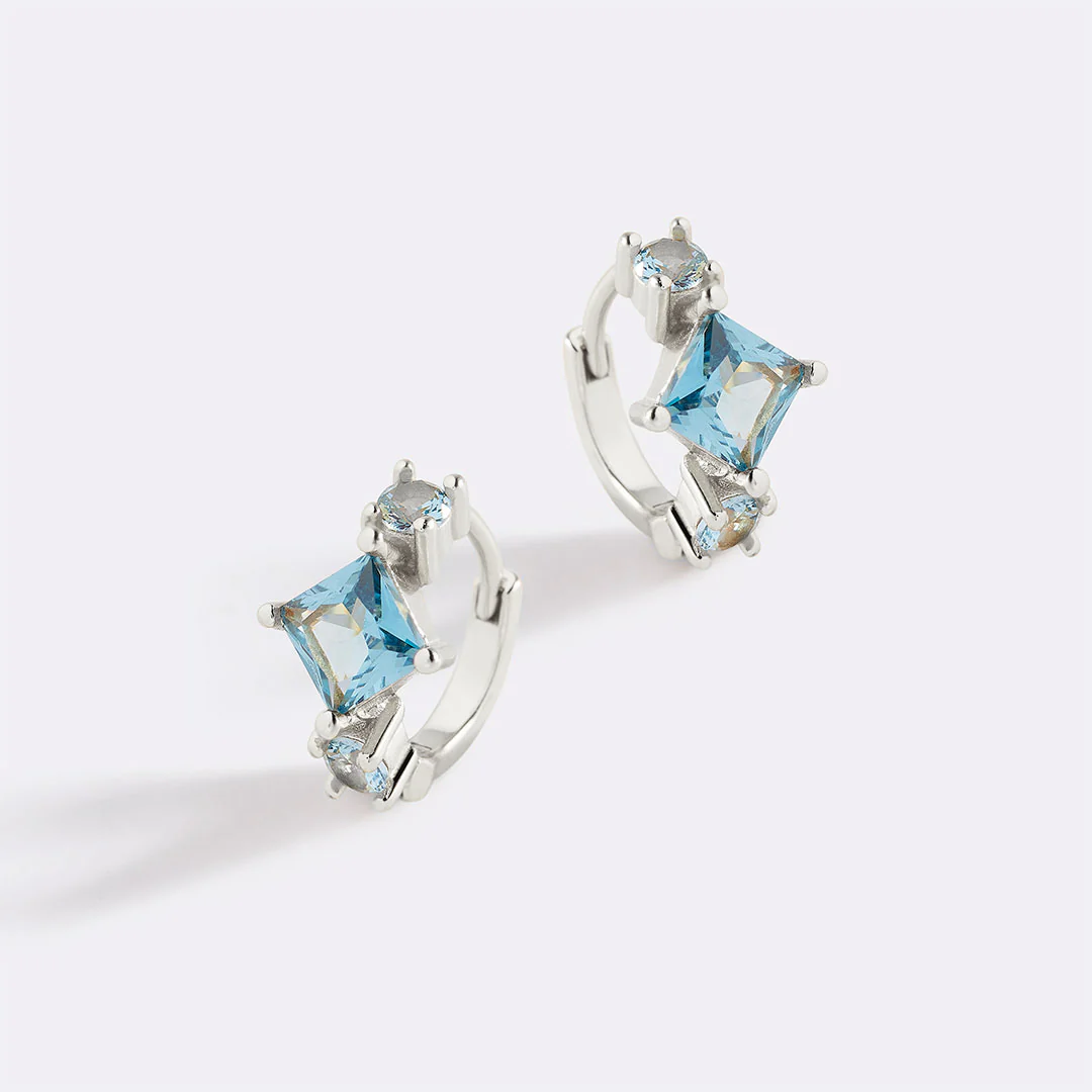 Aquamarine Huggie Hoops