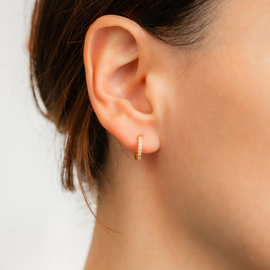 Pave Huggie Hoop Earrings