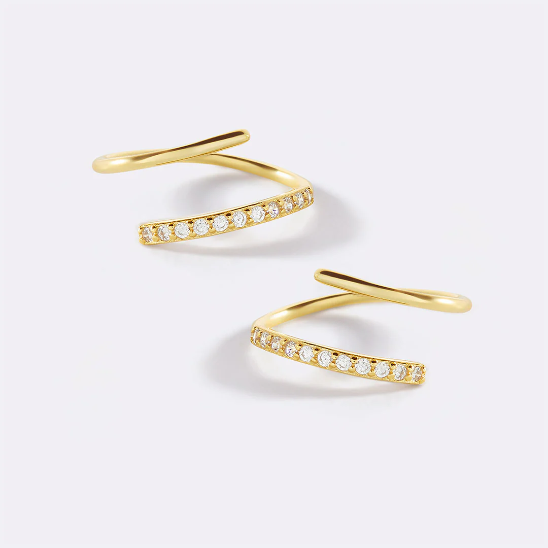 Double Loop Huggie Hoop Earrings