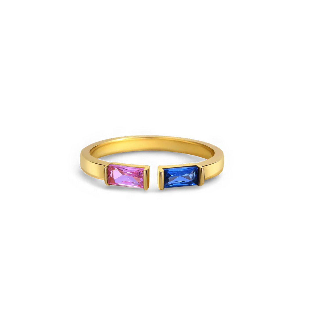 Adjustable Double Birthstone Ring