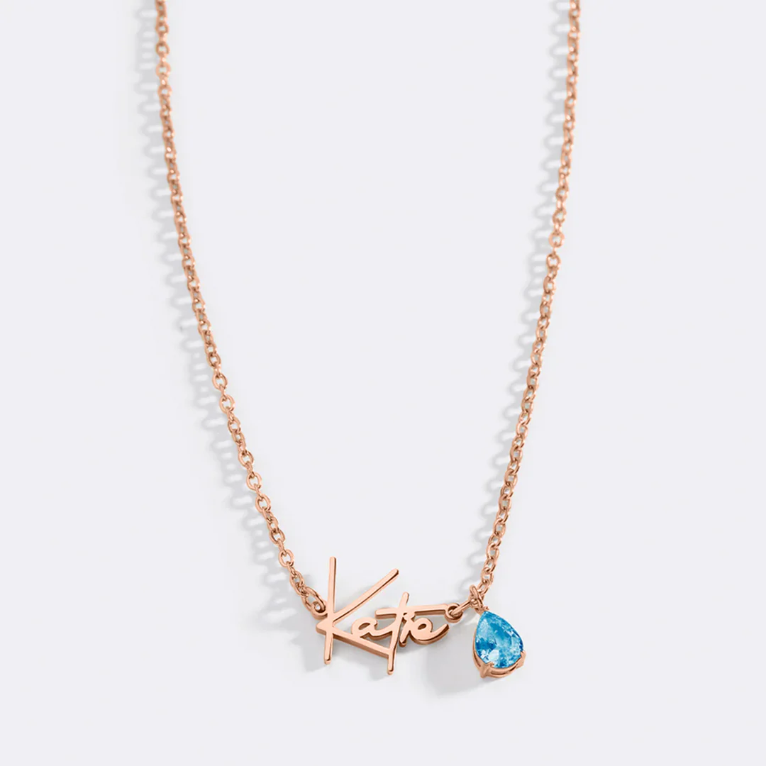 Handmade Birthstone Name Necklace