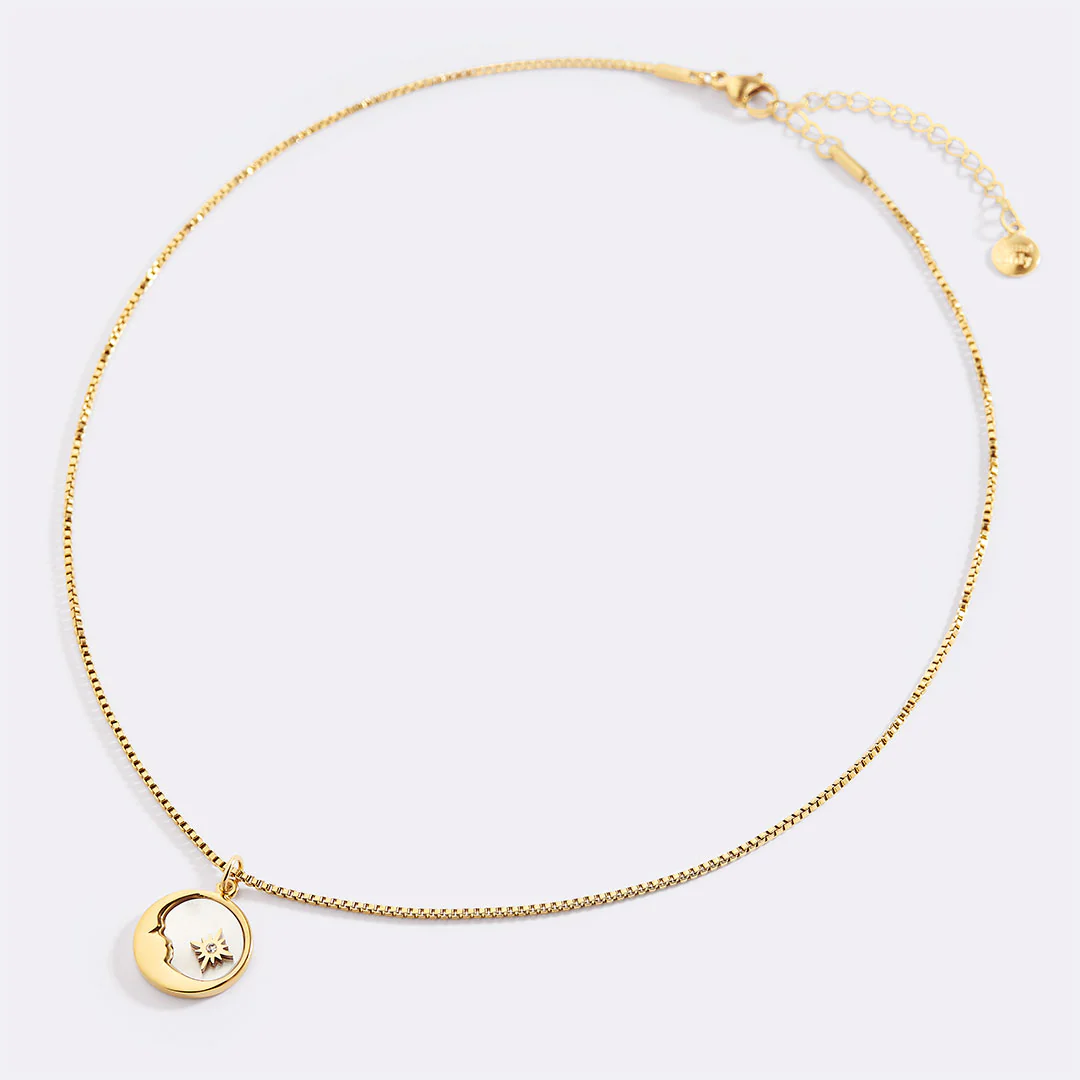 Mother of Pearl Moon Pendant Necklace
