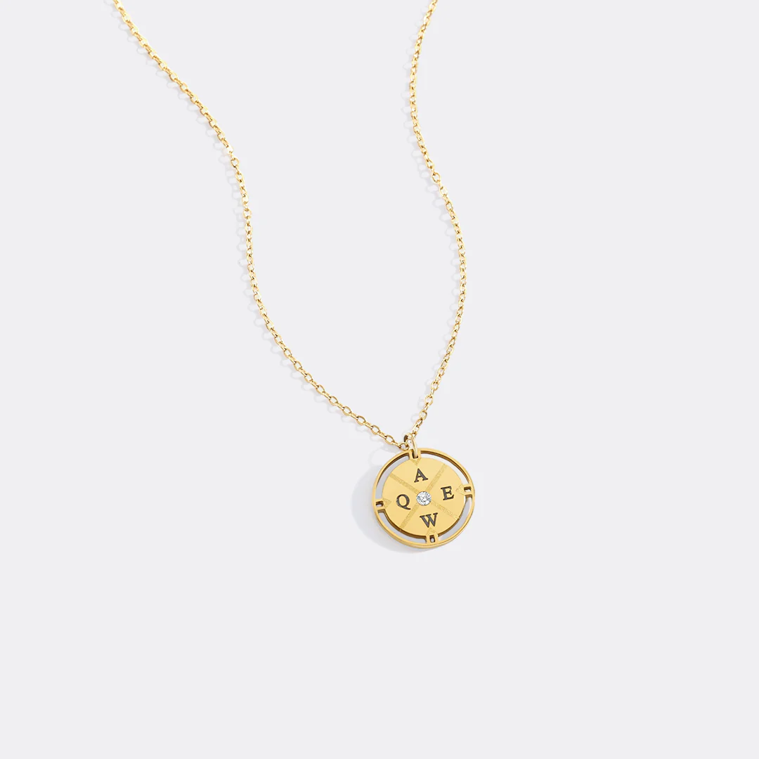 Personalized Mini Compass Pendant Necklace