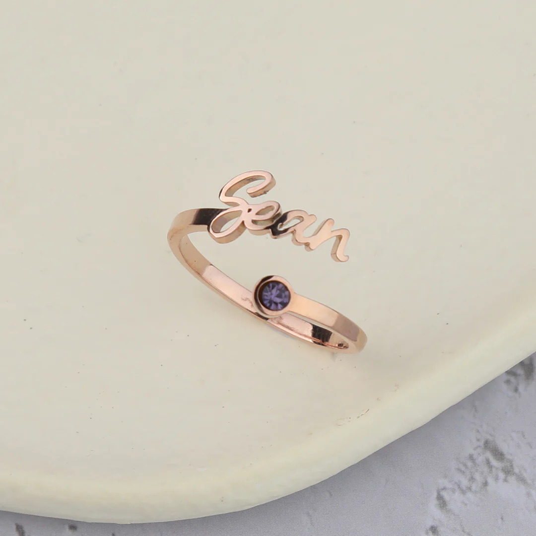 Custom Name Birthstone Ring