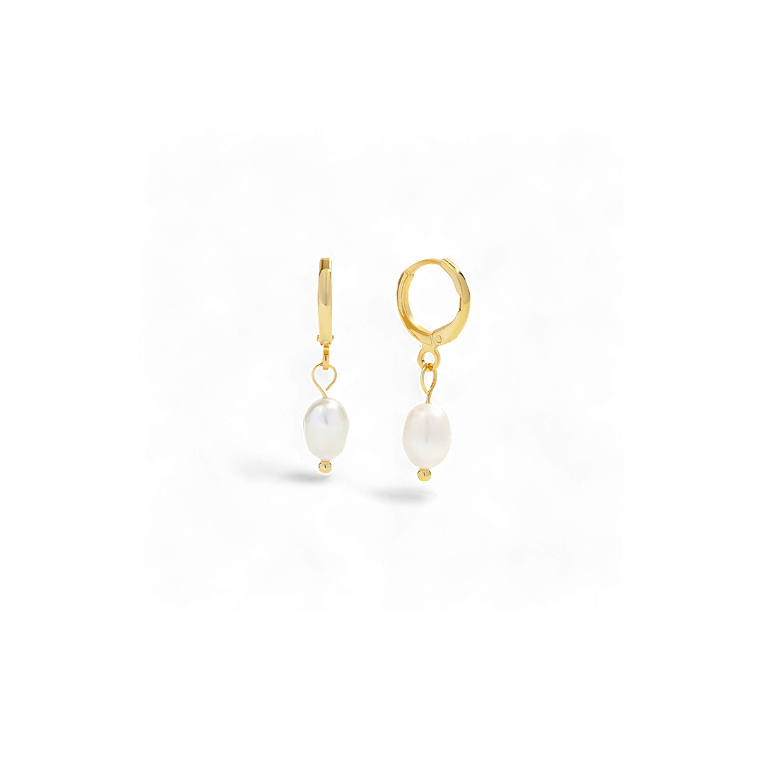 Freshwater Pearl Drop Huggie Earrings