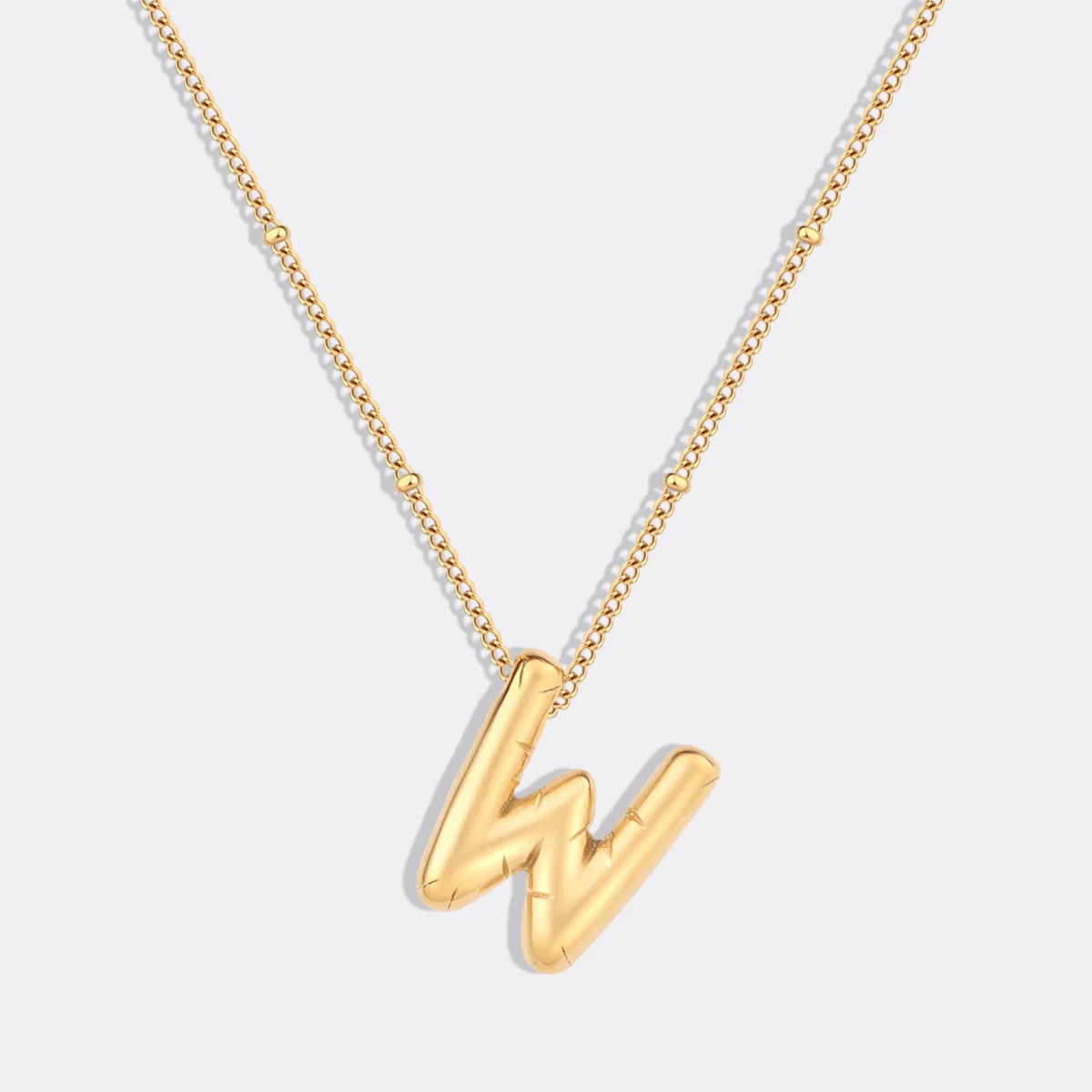 Balloon Initial Necklace with Satellite Chain