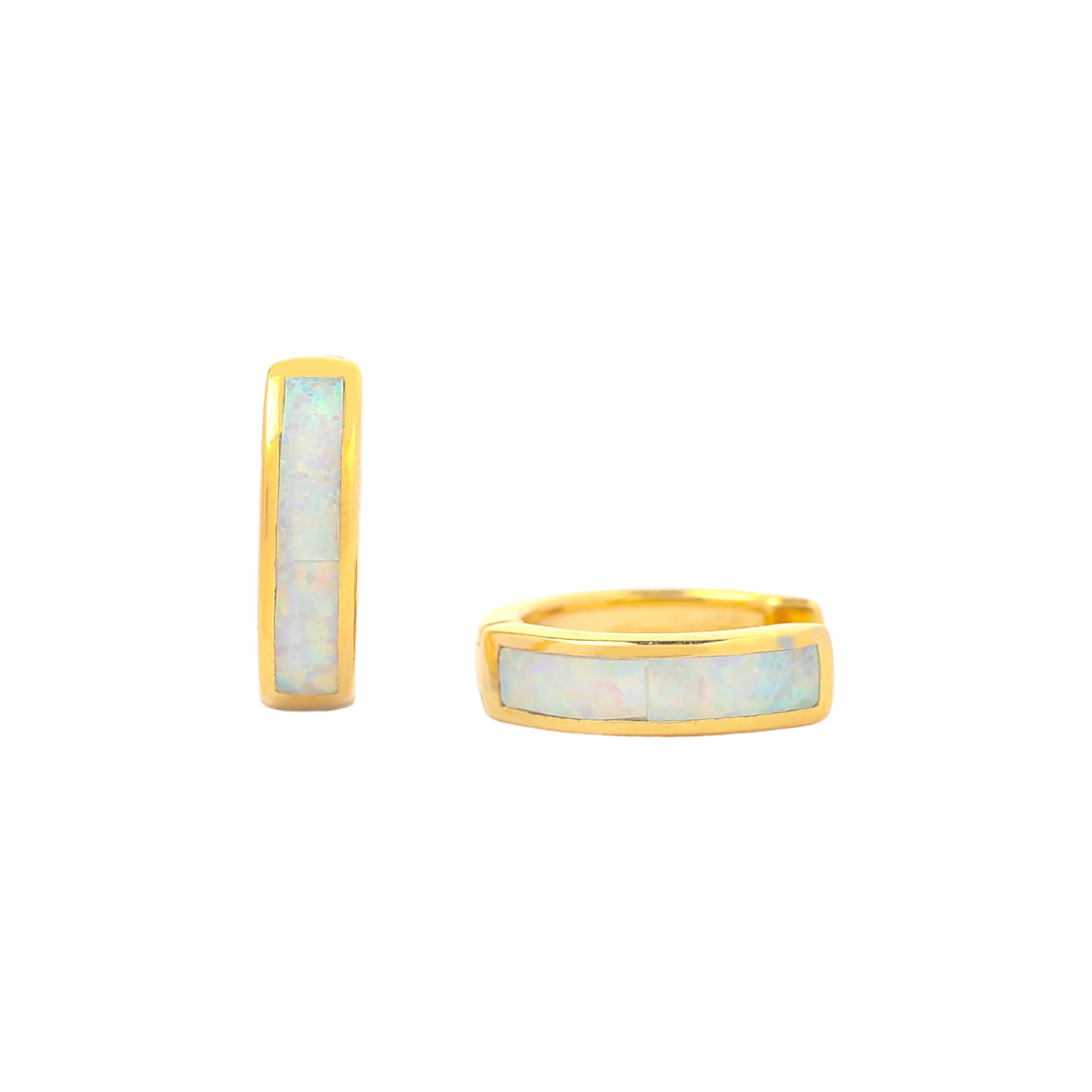 Opal Inlay Huggie Hoop Earrings