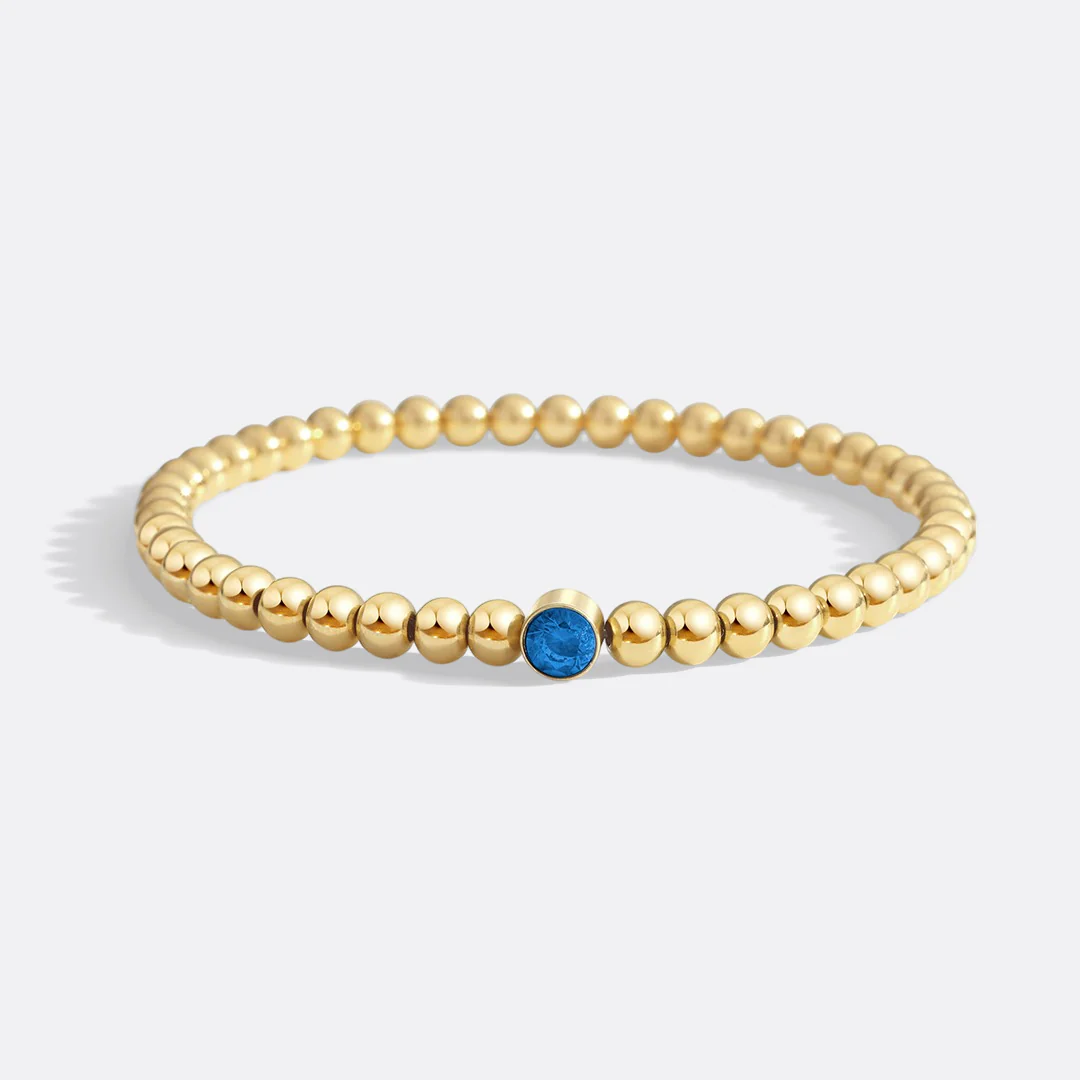 Gold Beaded Bubble Birthstone Bracelet