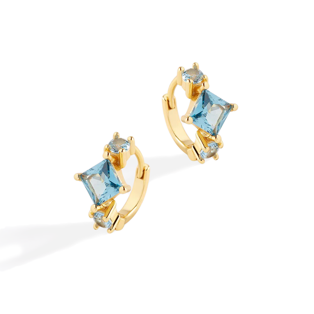 Aquamarine Huggie Hoops