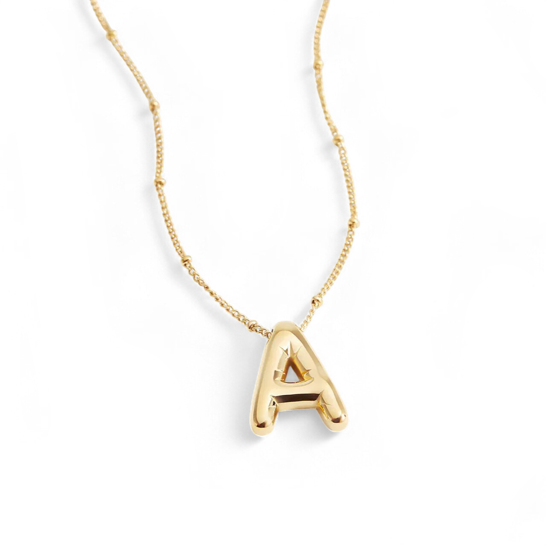 Balloon Initial Necklace with Satellite Chain