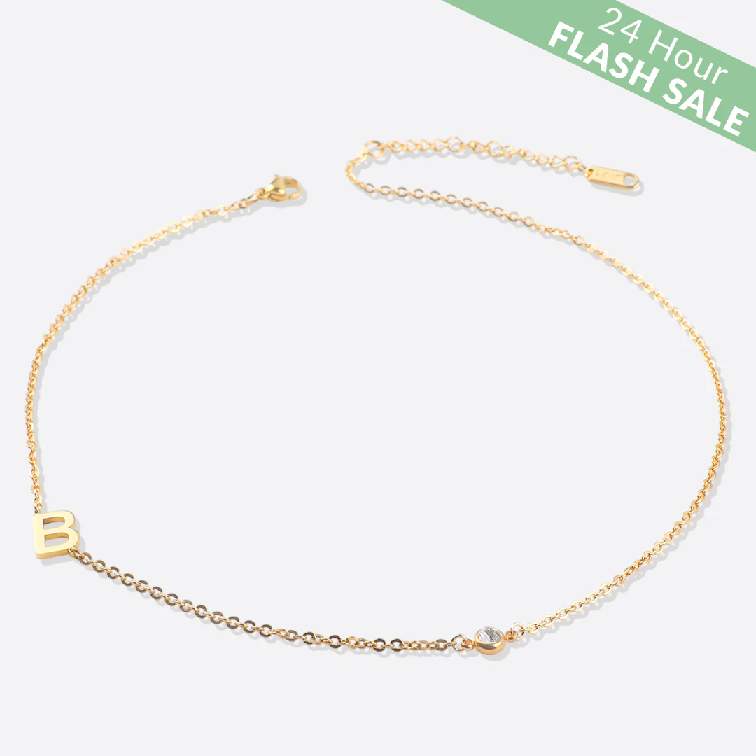 Initial Necklace with Diamond Accent
