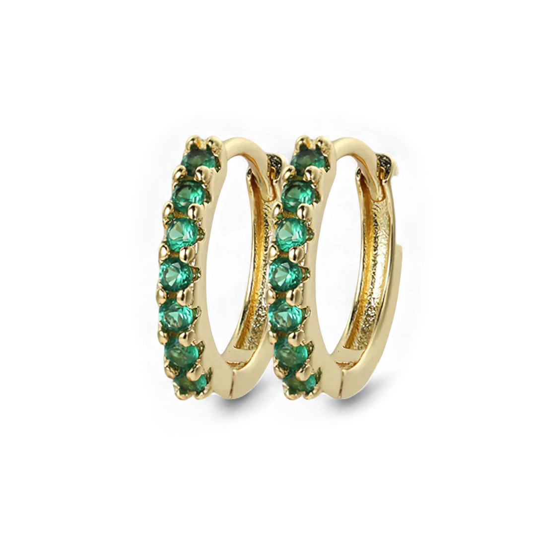 Gemstone Sleeper Huggie Hoop Earrings