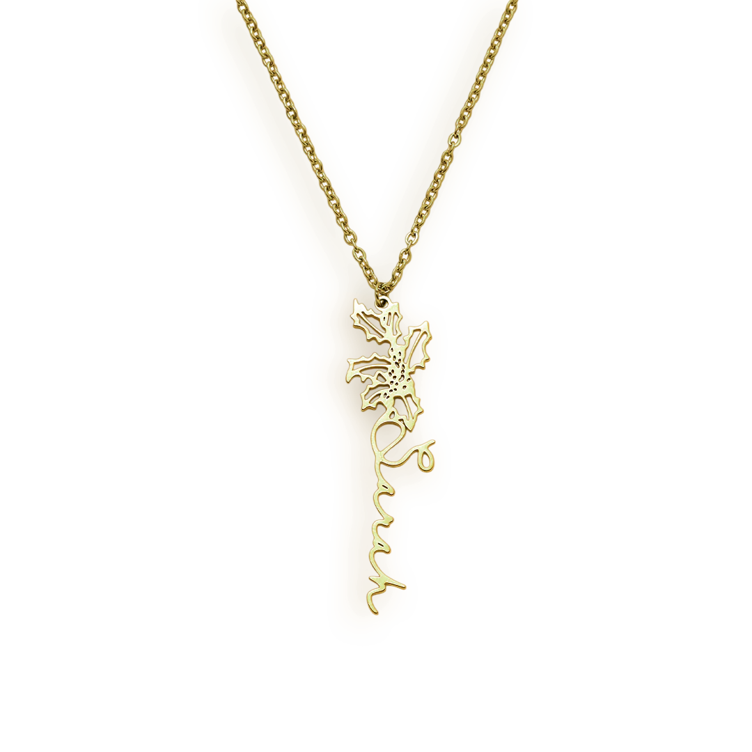Birth Flower Name Necklace