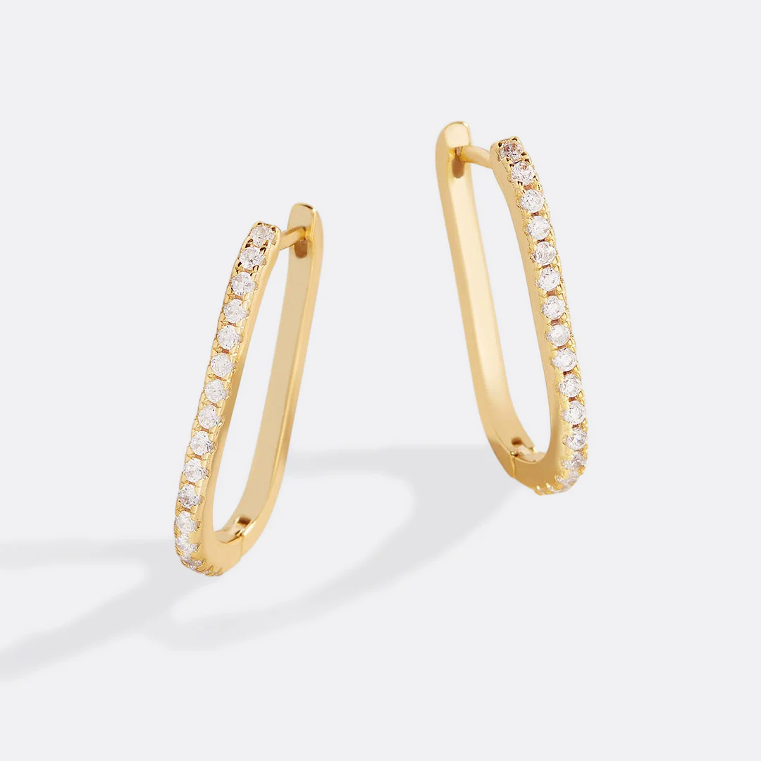 Square Pave Hoop Earrings