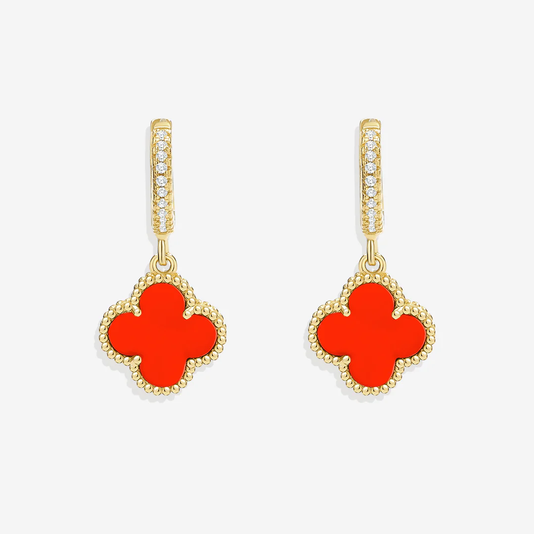 Pave Clover Drop Earrings