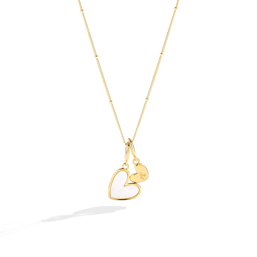 Mother Of Pearl Heart Initial Necklace