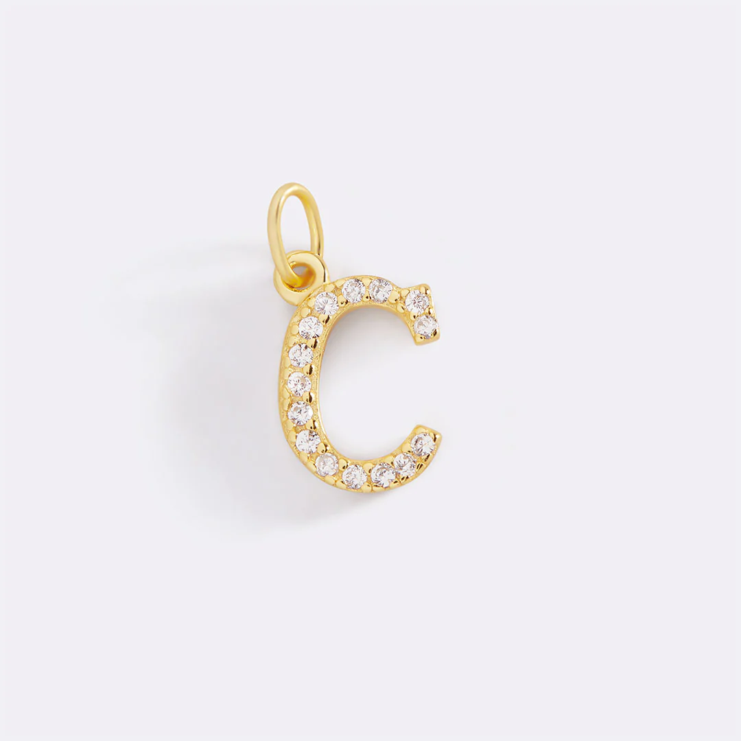 Dainty Pave Initial Charm