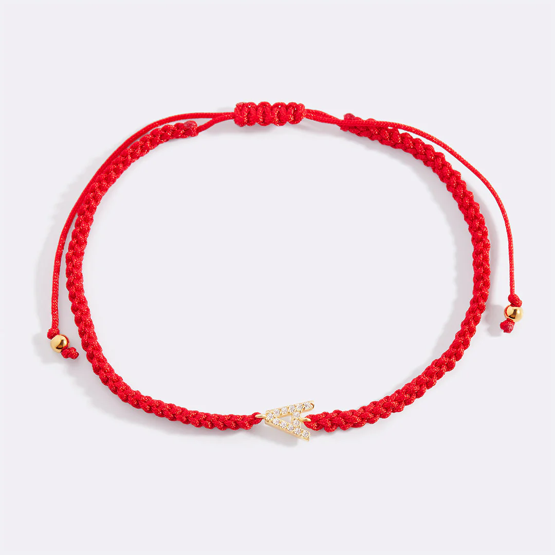 Braided Initial String Adjustable Bracelet