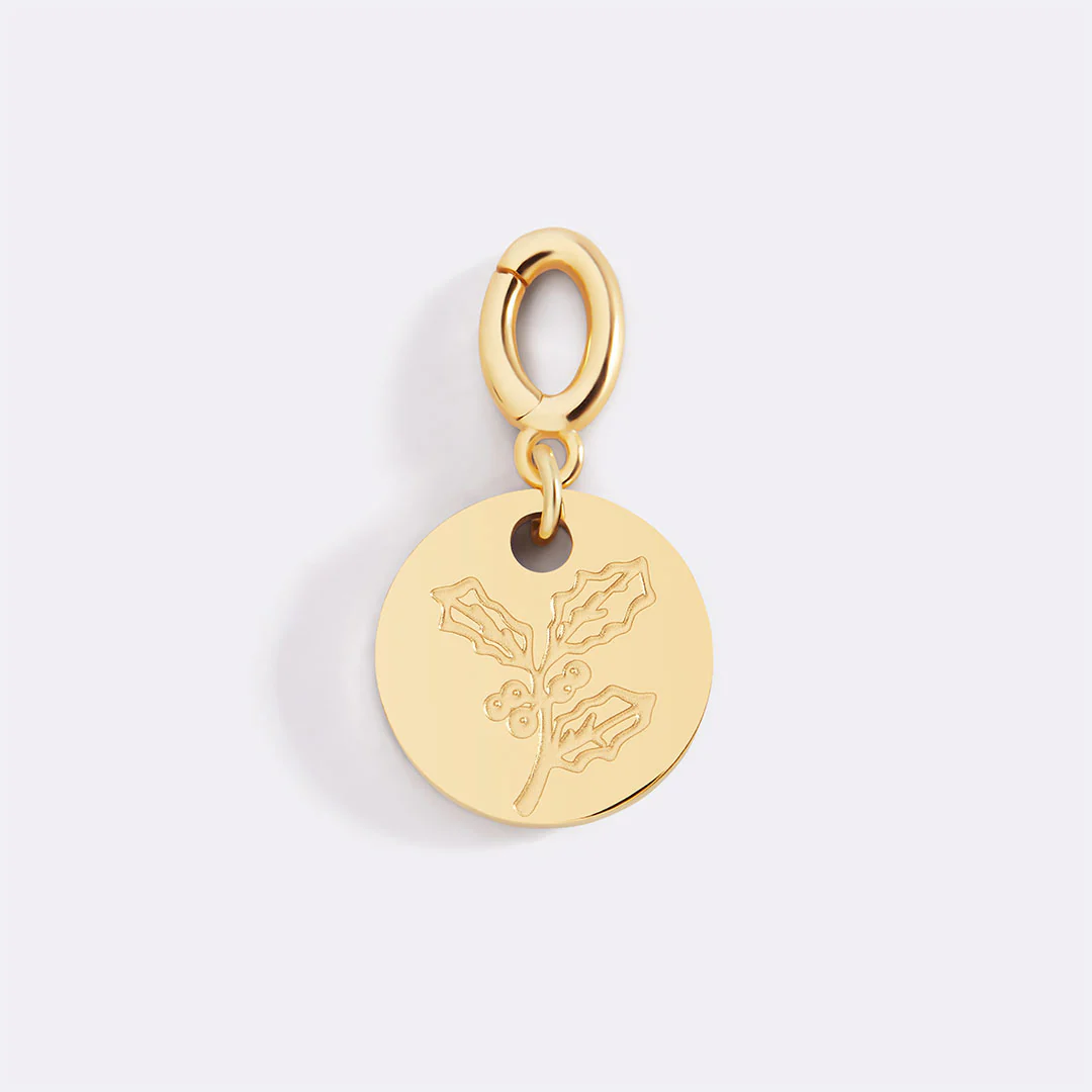Engraved Birth Flower Disc Charm