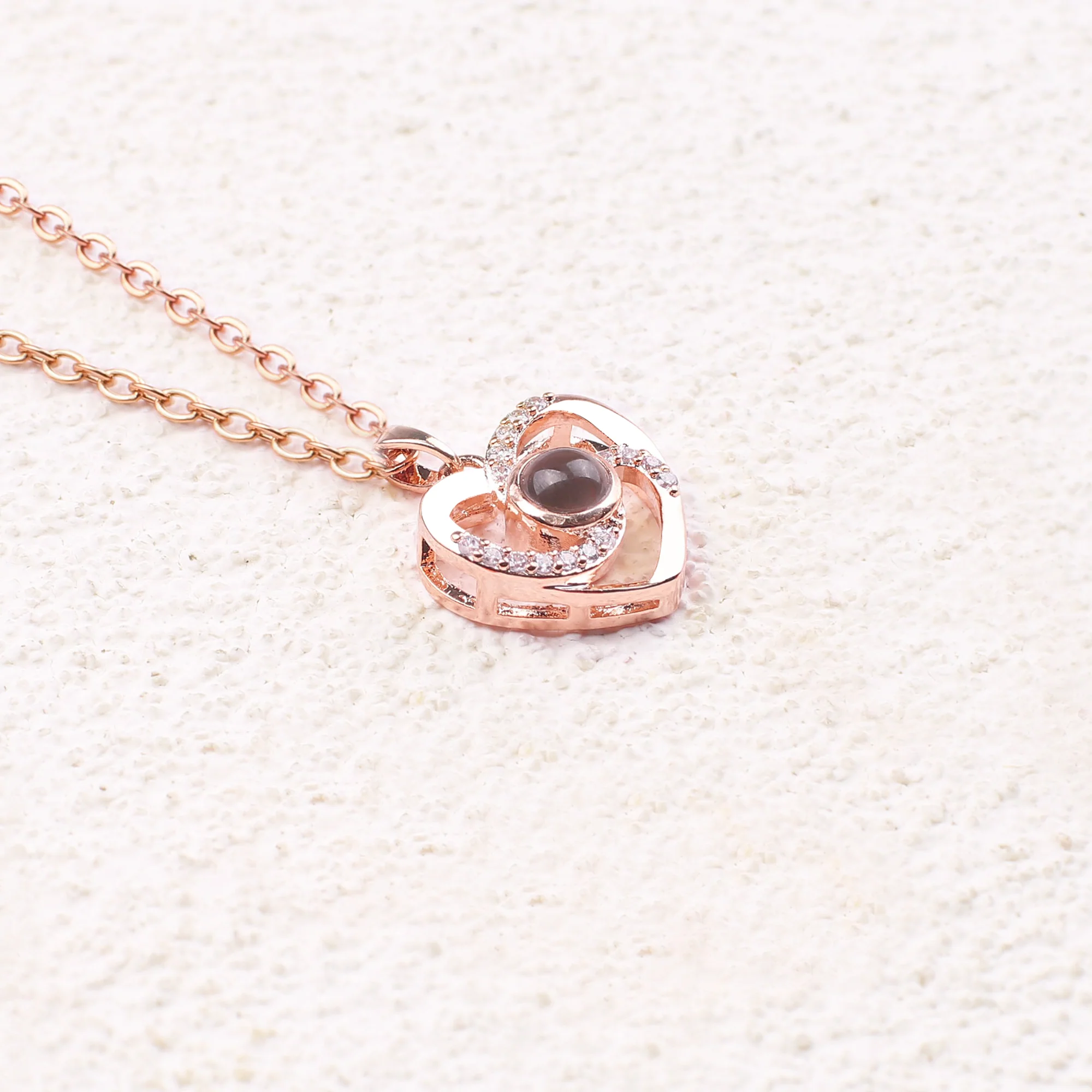 Center of My Heart Pave Photo Necklace