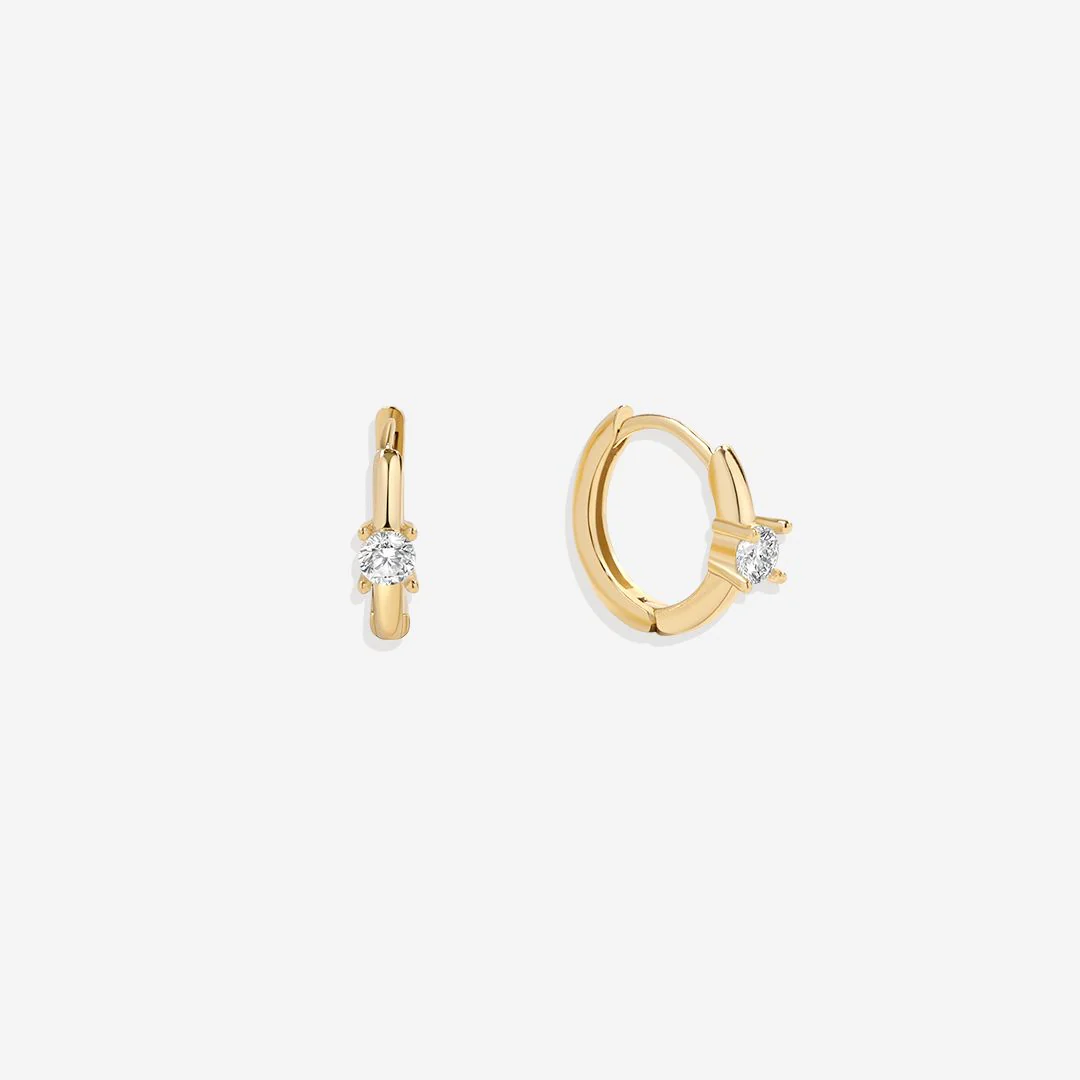 Dainty Single Stone Huggie Hoops