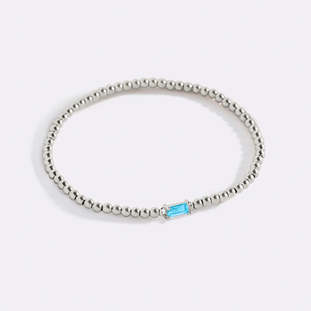 Sterling Silver Beaded Birthstone Bracelet