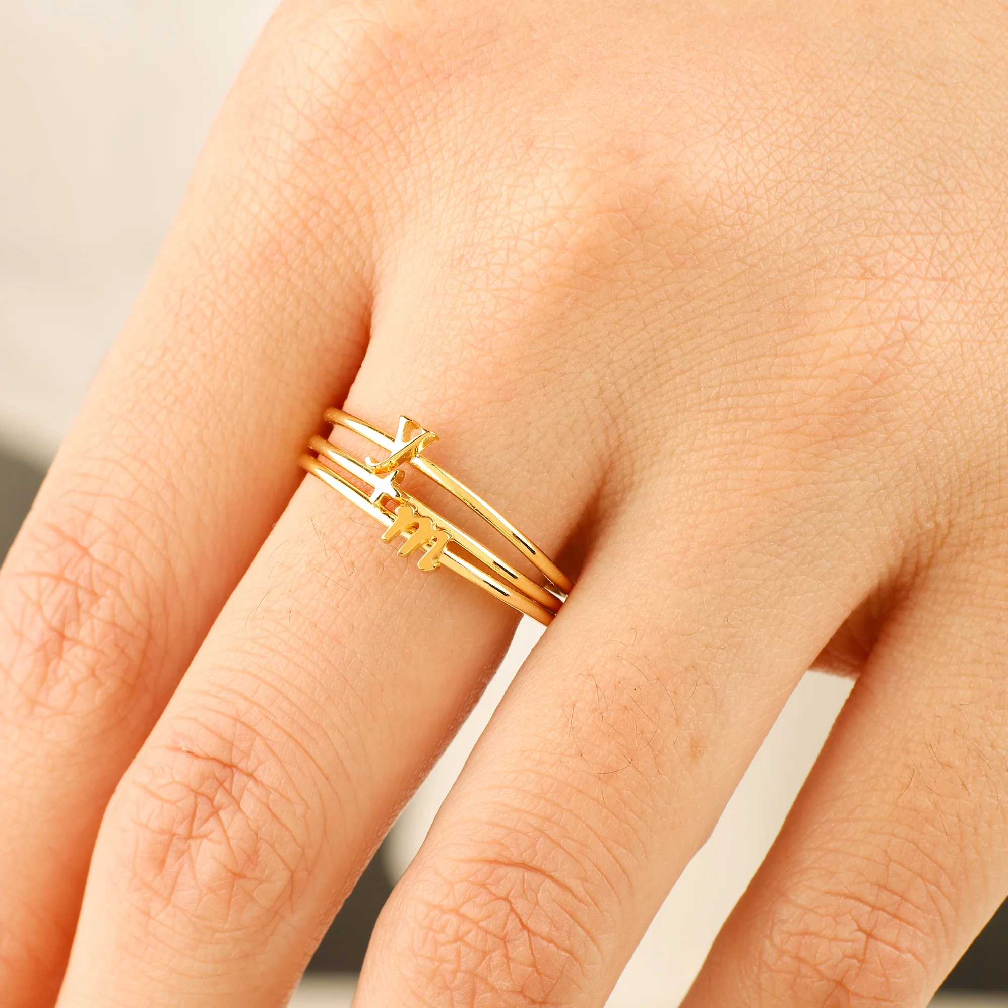 Dainty Stacking Letter Ring