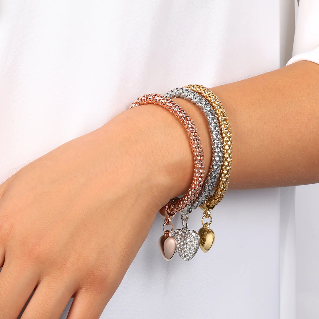 Solid Hearts Metal Bracelet