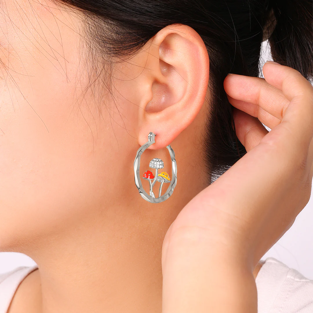 Boho Mushroom Hoop Earrings
