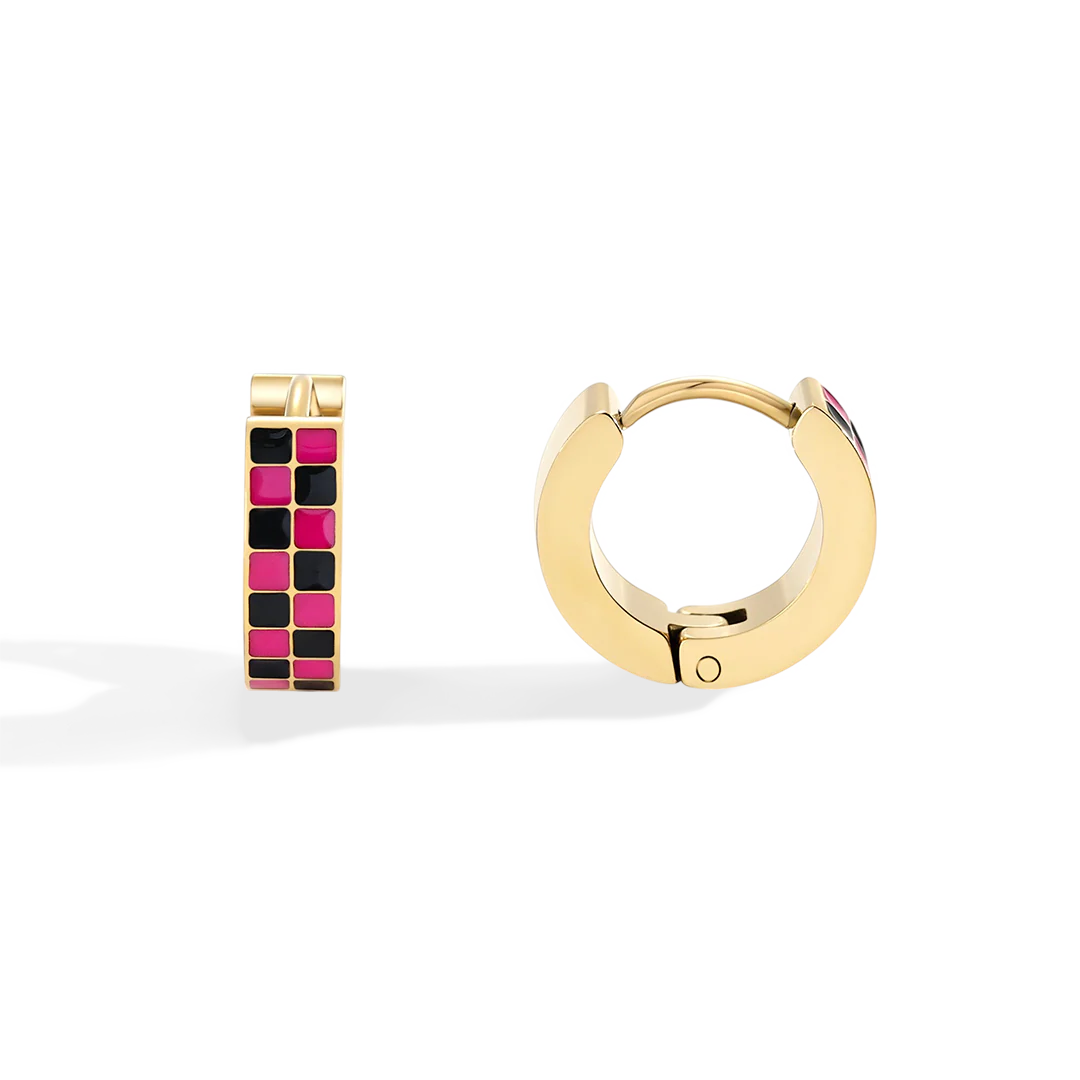 Checkered Hoop Earrings