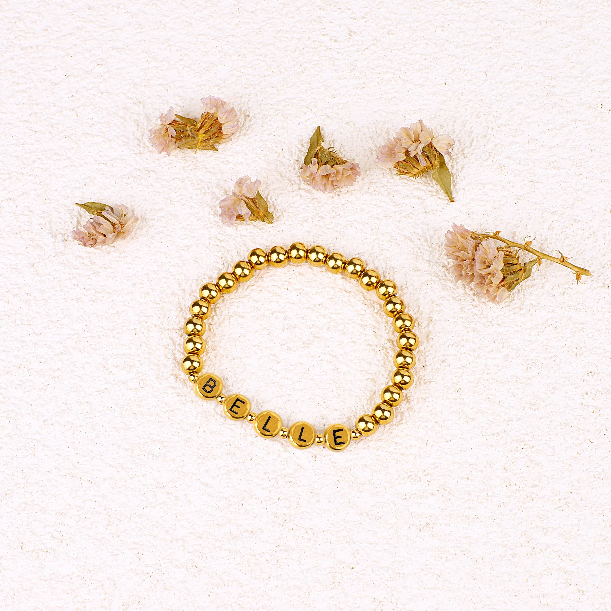 Custom Gold Beaded Name Bracelet